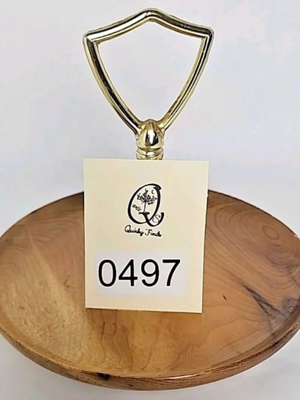 Oregon Made in USA Myrtlewood Gold Metal Handle Wooden Server Dish Brown Vintage
